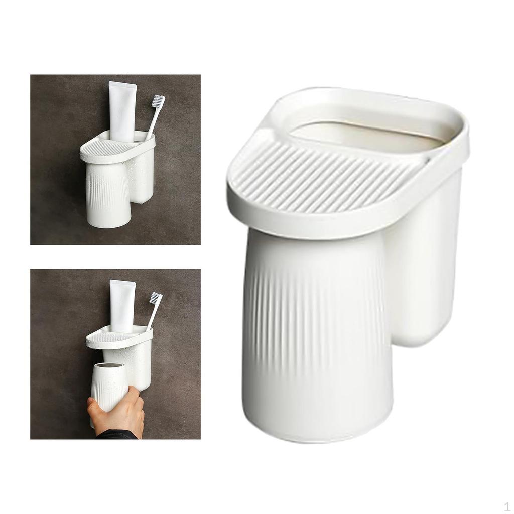Toothbrush Cup Holder Organizer with Magnetic Punch Free