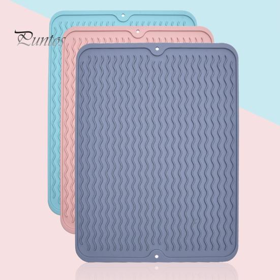 Dish Drying Mat Thick Non Slip Silicone Heat Resistant Drain Pad for Kitchen Counter