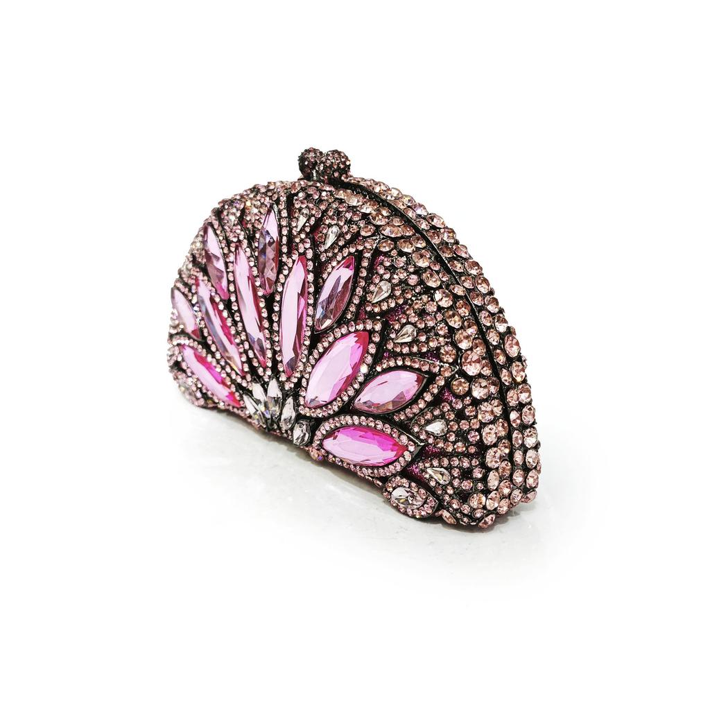 WHTUOHENG Pink Diamond Evening Clutch Rhinestone Crystal Clutch Bag for Women Elegant Female Party Wedding Purse Handbag
