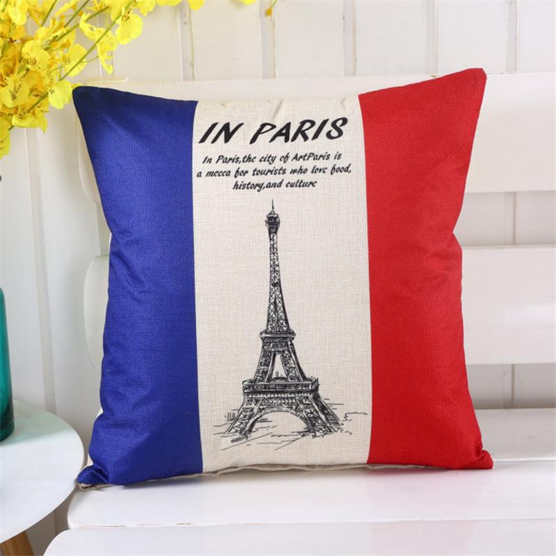 45x45cm Vintage Flag Printed Cotton Linen Home Living Room Sofa Cushion Cover Decoration Throw Pillowcase