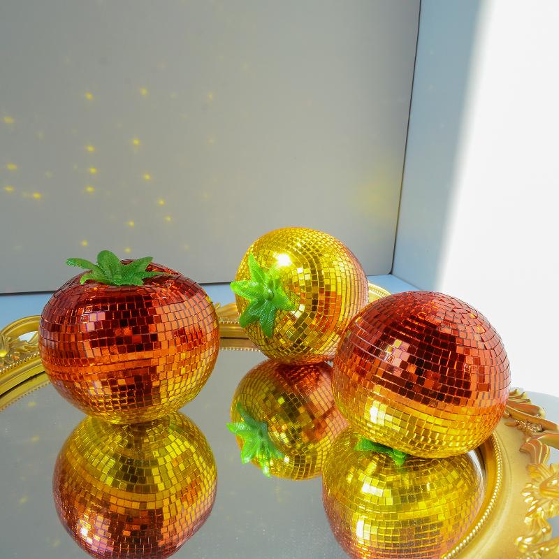 Disco Spiegel Gemüse Mosaik Karotte Paprika Tomate Birne Figuren, Funkelnde Discokugel Ornamente Für Party Zuhause Tisch Dekoration