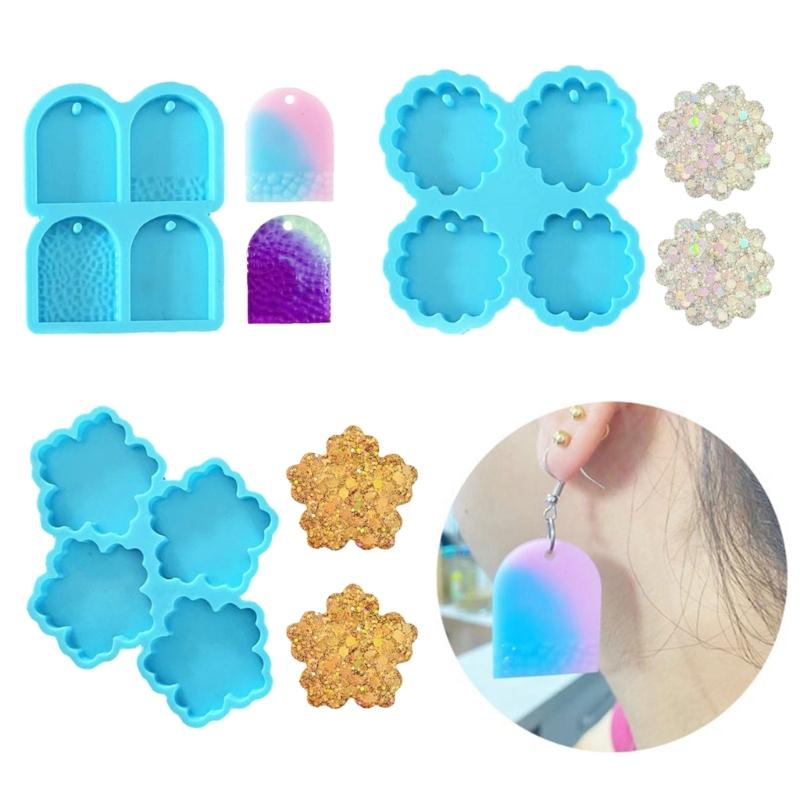 Flower Shaped Silicone Resin Mold 4 Cavity Door Hand Palms Shape Jewelry Pendant Epoxy Mold Necklace Decors Gift