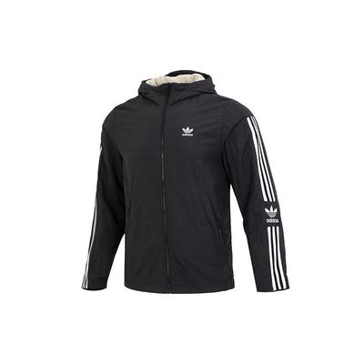 Originals Lock-Up Track Jacket Reversible Striped Logo Hooded Windbreaker Long Sleeve Men Outerwear Black HL9186