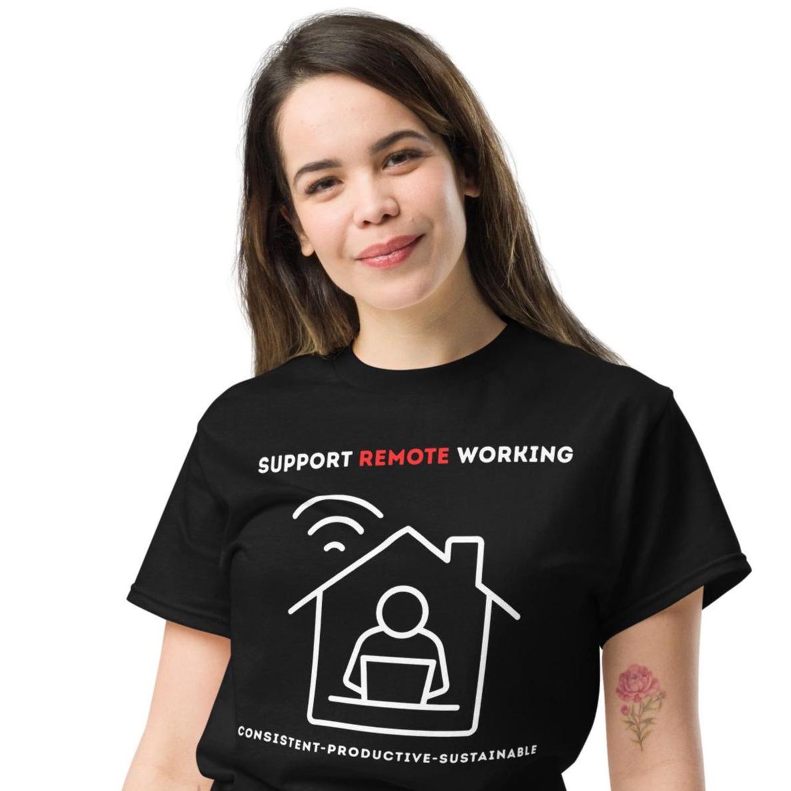 Working from Home WFH Support Unisex Printed T Shirt-Encourage home working and staff welfare M