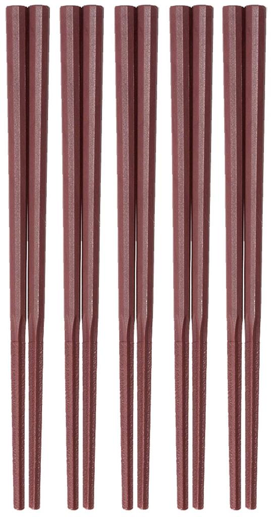 Akebono Sangyo Decagonal Noodle Set of Made In Chopsticks, Vermilion, 16.5cm, 5, Japan, GM-4012