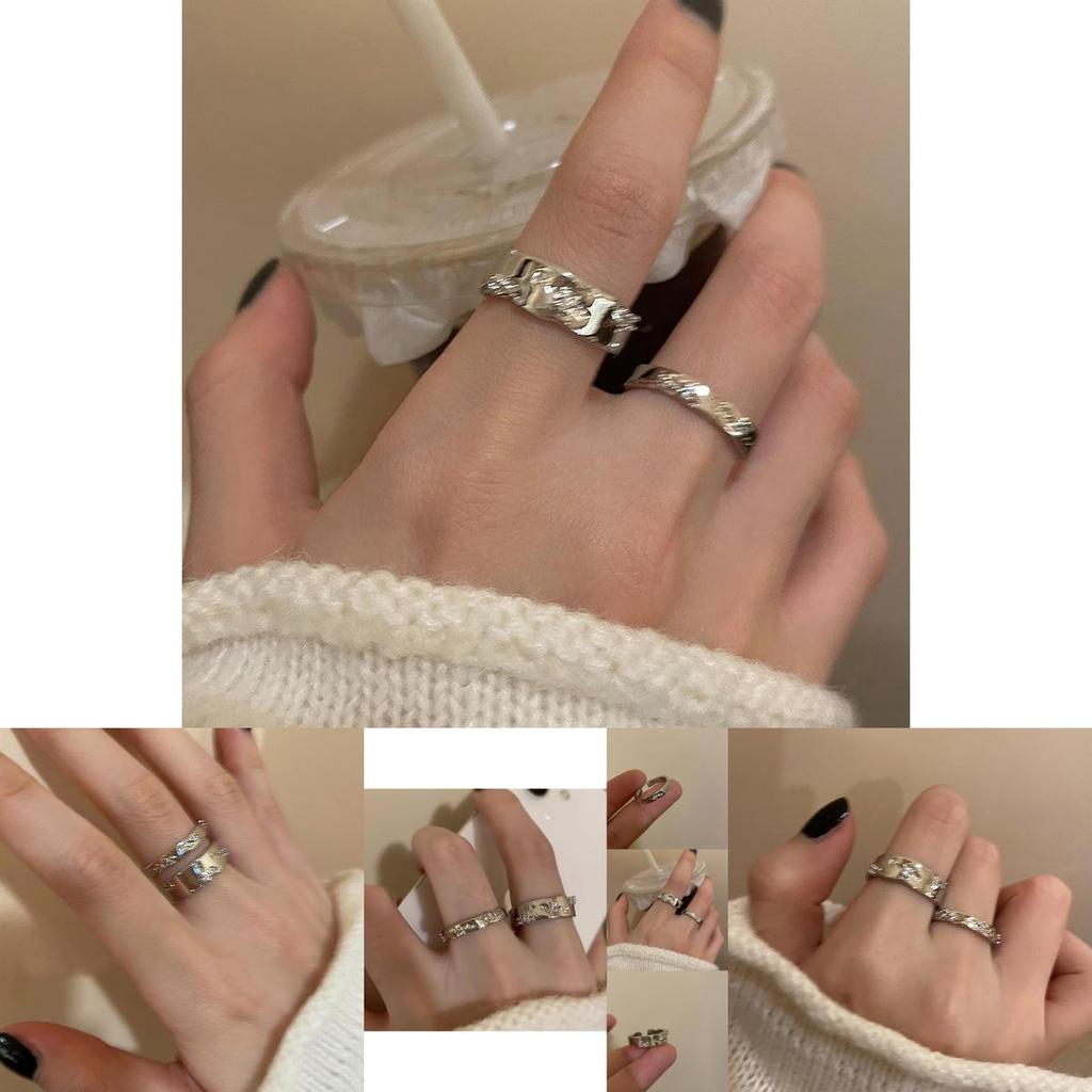 Geometric Copper Zirconia Ring For Women Stylish Ins Trendy Couple Band Unique Design