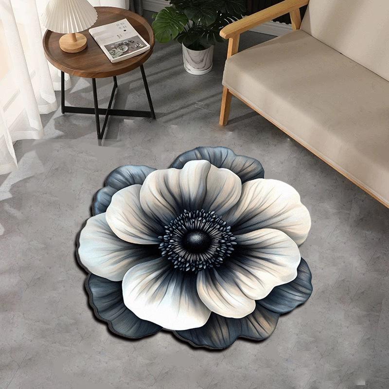 3D Floral Diatomaceous Earth Absorbent Non-Slip Floor Mat for Bathroom, Entrance, Sofa, Bedroom.