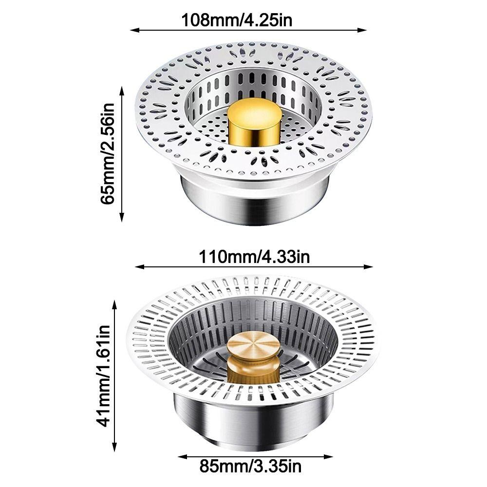 Anti Odor Kitchen Sink Drain Strainer Stainless Steel Bounce Core Drainer Food Catcher Strainer