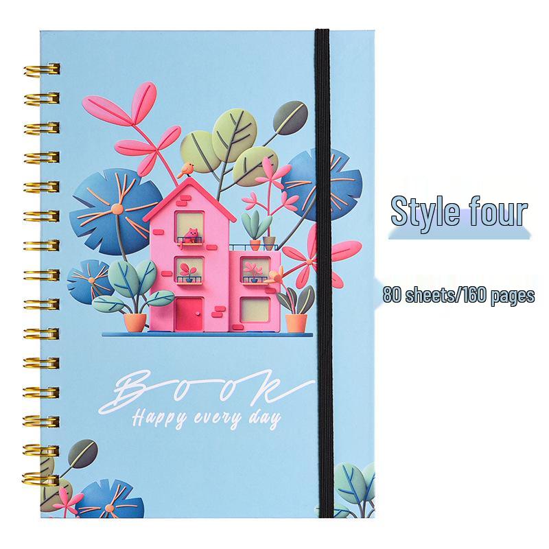 A5 Donut-Themed Double Coil Loose-Leaf Diary Notebook with Binding Strap