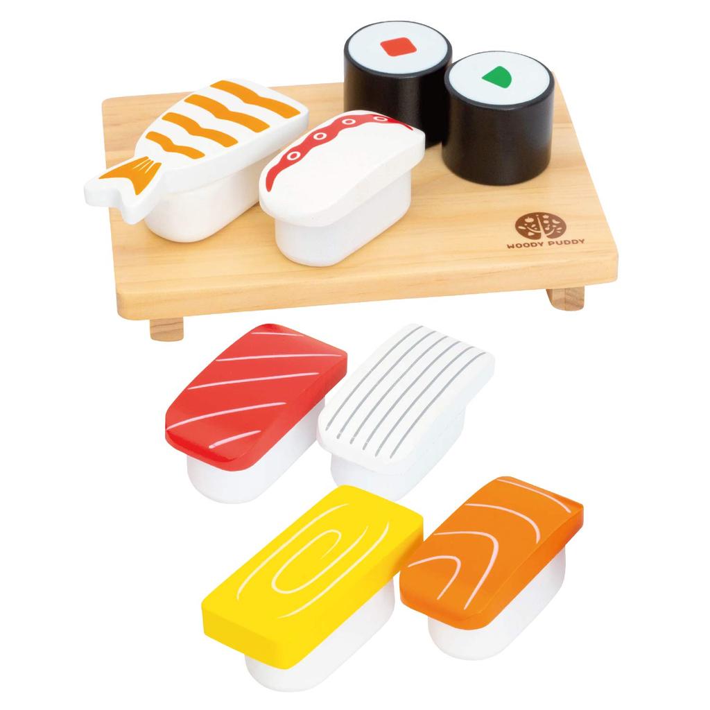 First Pretend Play Sushi Set with Magnets, Wooden Toy, Educational Toy, Pretend Play, Woody Puddy