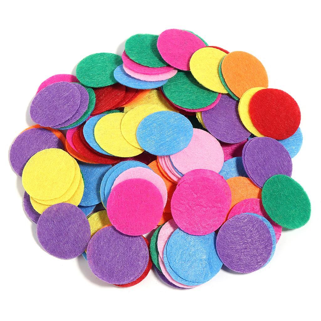 100-300pcs Round Non Woven Felt Circle Pads 15-45mm Colorful Fabric Patches Dots Appliques For DIY Scrapbook Handicrafts Decor