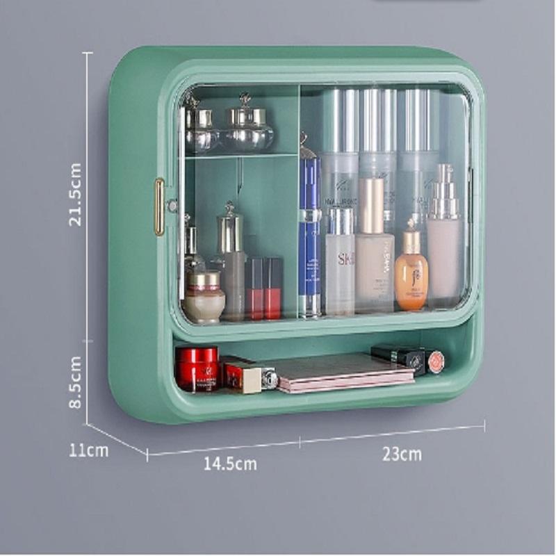 

Cosmetics Storage Box wall mounted cosmetic storage box, covered dust-proof storage rack, large capacity home storage rack зелёный