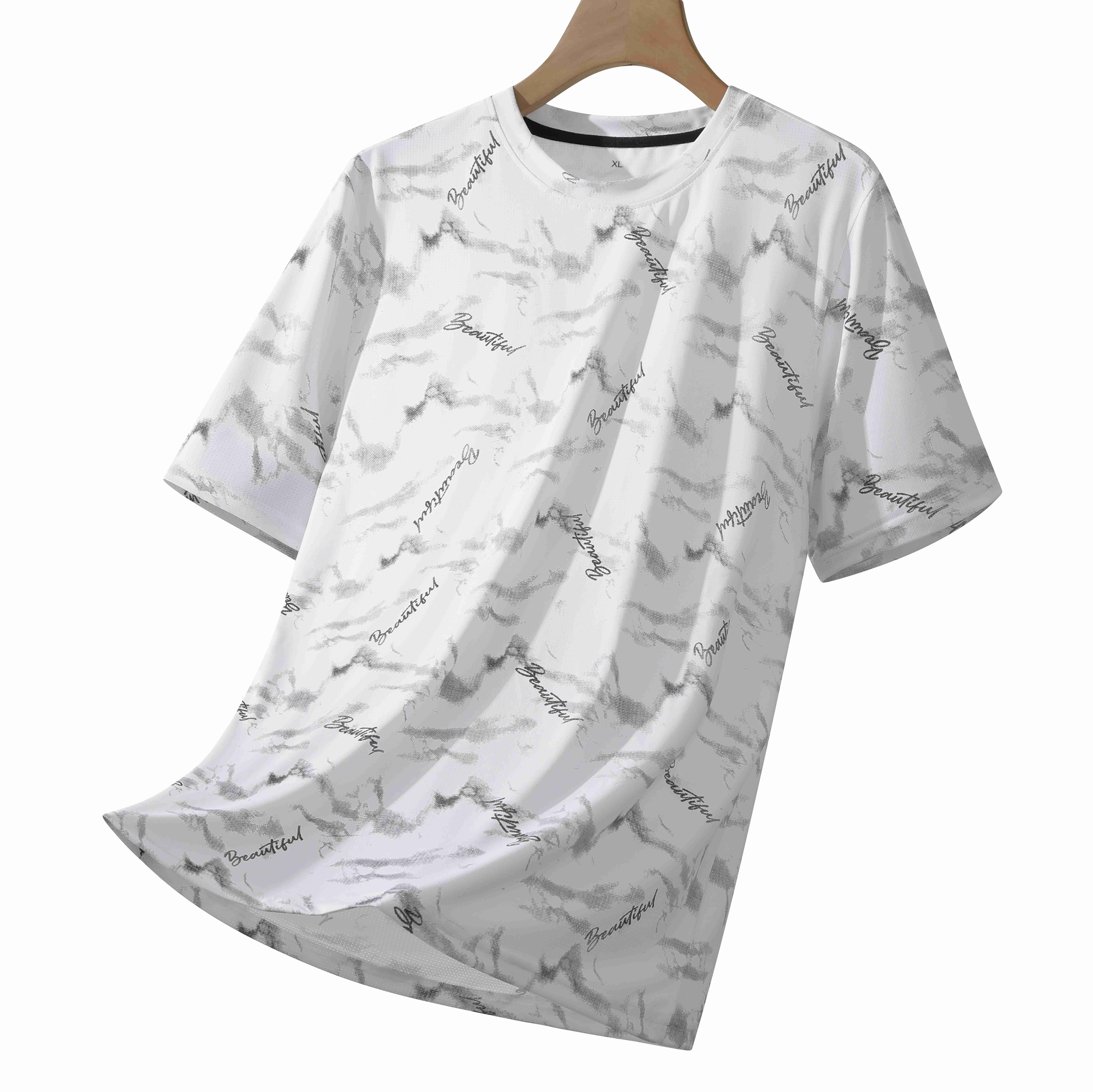 

Summer Round Neck T-shirt Men s Loose Oversized Casual Sports Couple Top T-shirt XS білий