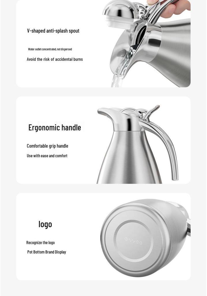 Ewee Germany Large Capacity Stainless Steel Thermos Flask - Insulated Hot Water Bottle for Home Use
