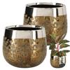 Runder Goldener Blumentopf Spiegeleffekt 12,5 cm Keramikabdeckung Blumen 2 Stück