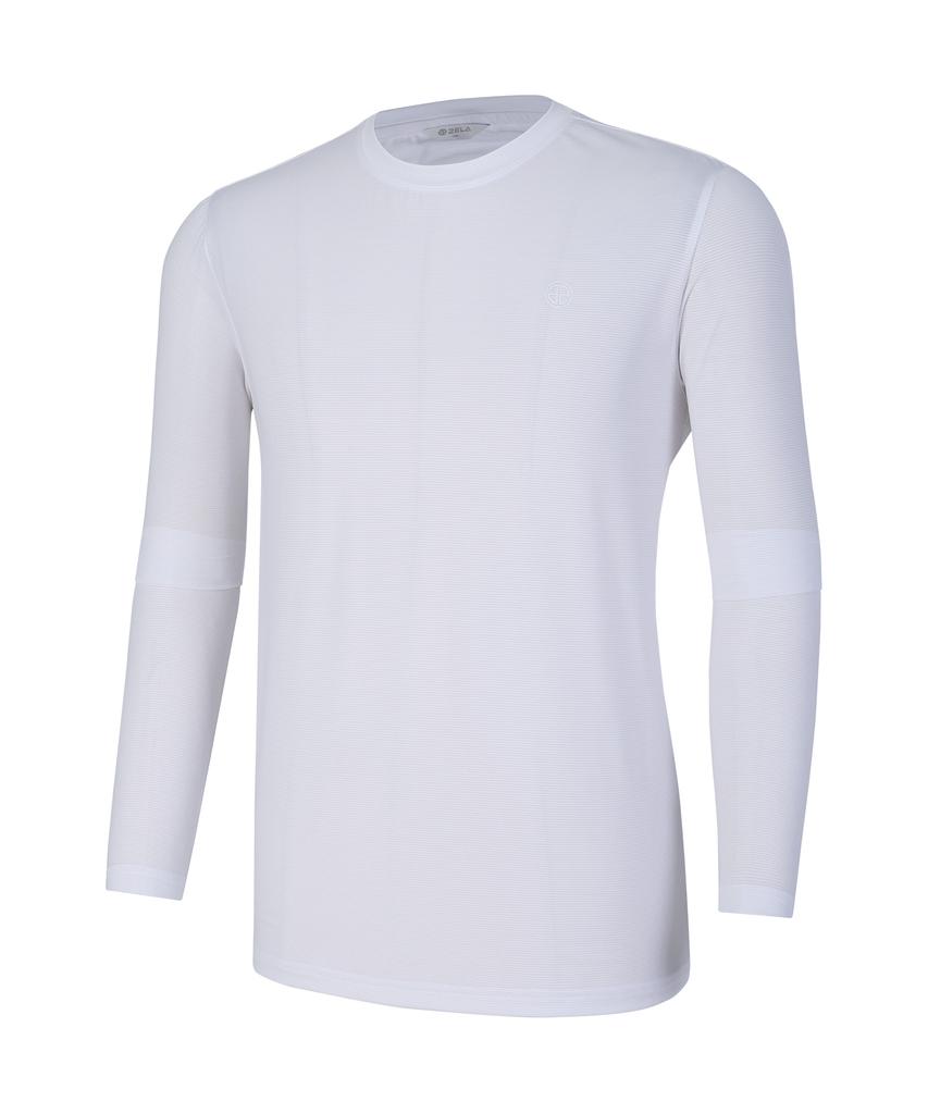 2ELA Men'S Dual Cooling Cooling Round Long Sleeve T-Shirt 6 Colors (Type A)