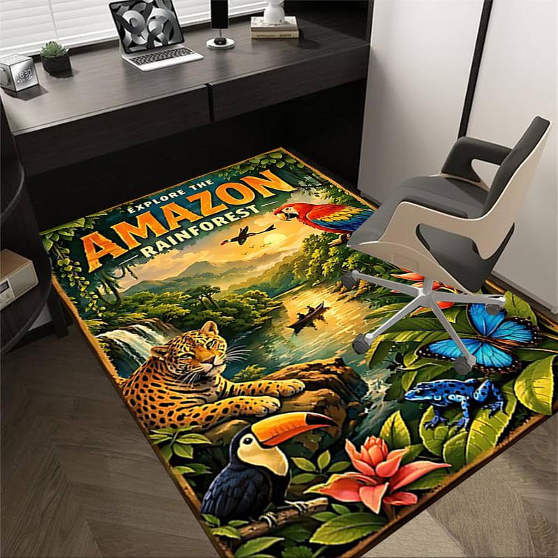 

1PC Amazon Rainforest Non-Slip Floor Carpet Compatible for Office&Living Room&Bedroom&Dining room - Flat - Weave Machine-S0312 60cm by 90cm