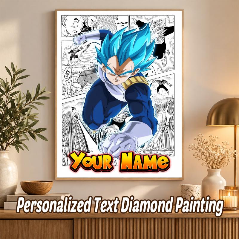 Dragon Ball Vegeta Custom Name Diamond Painting Personalized 5D Full Drill DIY Diamond Art Home Decor