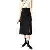 Women's High Waist Midi Skirt - Solid Color A-Line with Slit - Autumn/Winter 2023 Collection