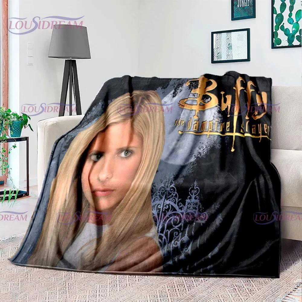 American Drama Vampire Slayer Buffy Soft Flannel Blanket Family Picnic Blanket for Kids Plush Flanner Throw Blanket Sofa Bedding