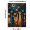 Colorful Cat Art Canvas for Living Room or Bedroom Wall