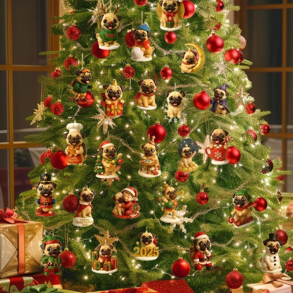 Dog Christmas Advent Calendar 2D Acrylic Ornaments Home Farmhouse Wall Hanging Decor Holiday Countdown Gifts for Dog Lovers