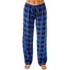 Casual Pants, Elastic Checkered Sleepwear, Loose Drawstring Wide Leg Pants