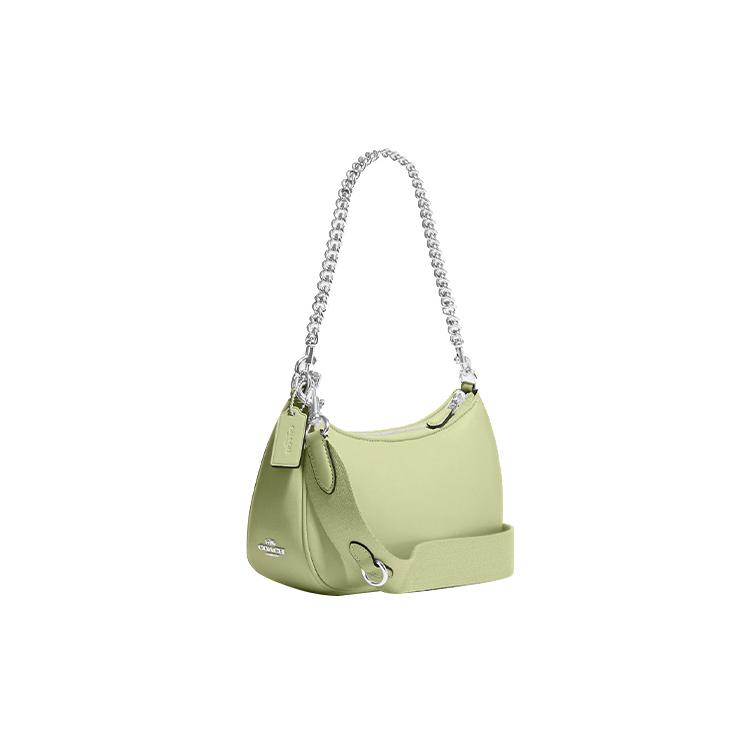 New COACH Teri Leather Shoulder Bag, Handbag, Shoulder Bag Medium Size Women's Green CJ608-SVM97