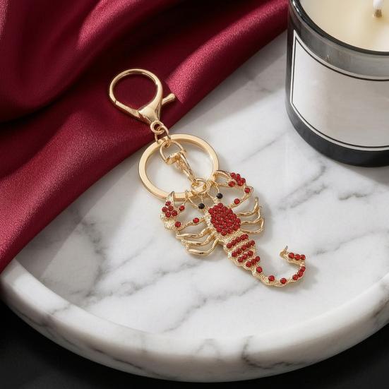 Keychain Pendant Sparkling Rhinestones Inlaid Three-Dimensional Scorpion Shape Key Chain Lightweight Car Bag Decorative Accessory