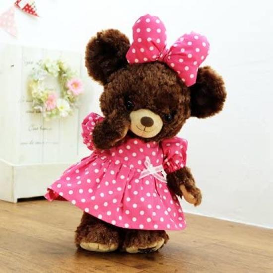 Cushu Cush UniBear Dark Pink Polka Dot Puff Sleeve Dress with Size Small Costume, Ribbon,