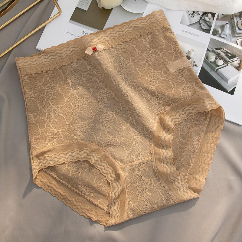 

Big Size Ladies Summer New Sexy Lace Pure Cotton Shape Shaping High Waist No Mark Briefs L кофейный