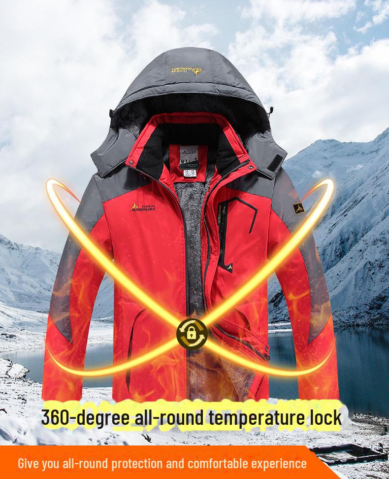 Unisex Outdoor Mountaineering Jackets with Plus Size Options and Velvet Lining