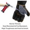 Extreme Heat & Fire Resistant Gloves Leather with Kevlar Stitching,Mitts Perfect for Fireplace, Stove, Oven, Grill, Welding, BBQ, Mig, Pot Holder,
