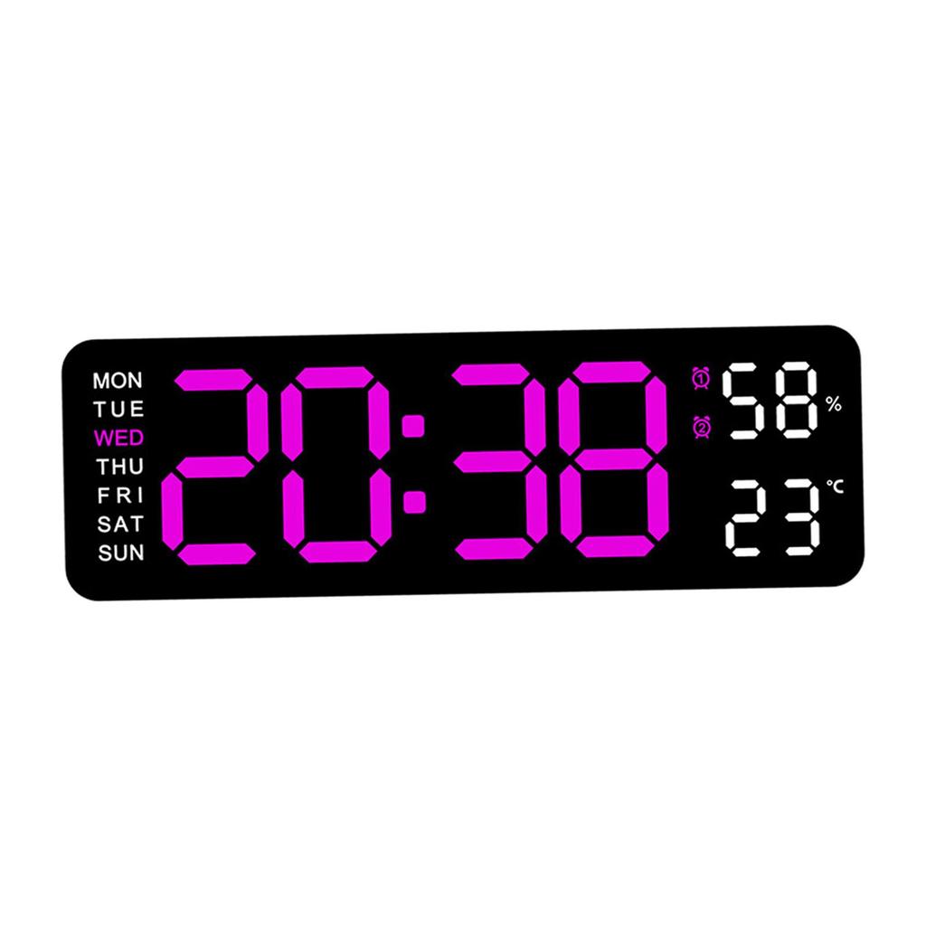 LED Wall Clock Humidity with Date Automatic Brightness Dimmer Desk Clock for Kitchen Office Bedroom Home Background Living Room