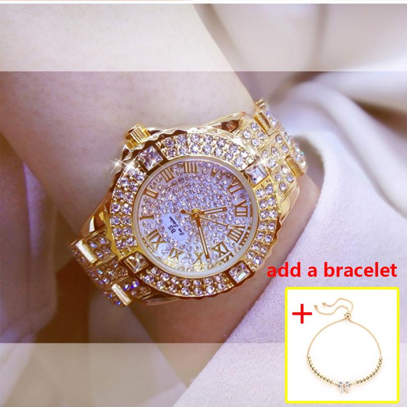 AUP1 Damenuhren Diamant Gold Uhr Damen Armbanduhren Luxusmarke Strass Damen Armbanduhren Weiblich Relogio Feminino