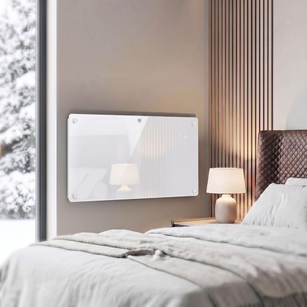 1500W Smart Panel Heater Wall Mounted & Freestanding, Electric Heater with Weekly Timer, Open Window & Anti-Frost, White