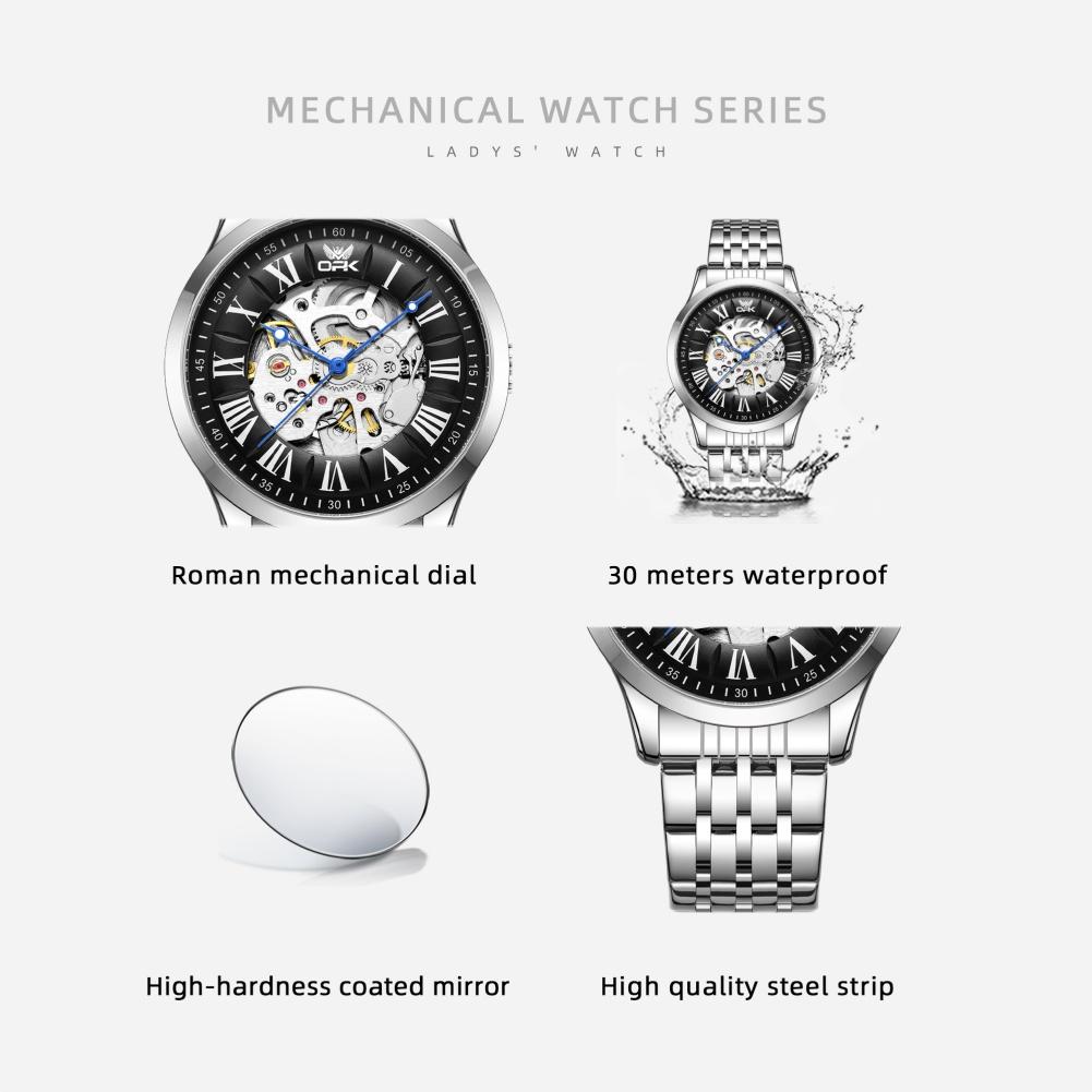OPK Men's Luminous Waterproof Roman Mechanical Dial Watch Hollowed out Design New Domineering Foreign Trade Watch 6102