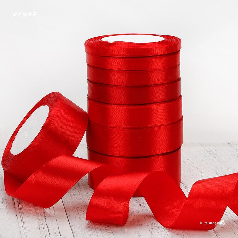 Handmade Bright Red Silk Ribbon for Wedding, Packaging, Cake Decoration, and Car Streamer.