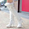 PU Soft Leather Over Knee High Heels Boots Platform Warm Woman 's Winter Long Boots Zapatos Mujer Black White Party Fetish Shoes