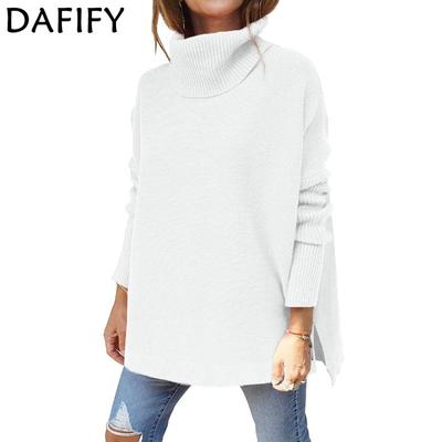 Pulls à manches longues et col haut pour femmes, mode décontractée, automne hiver, couleur unie, imprimé