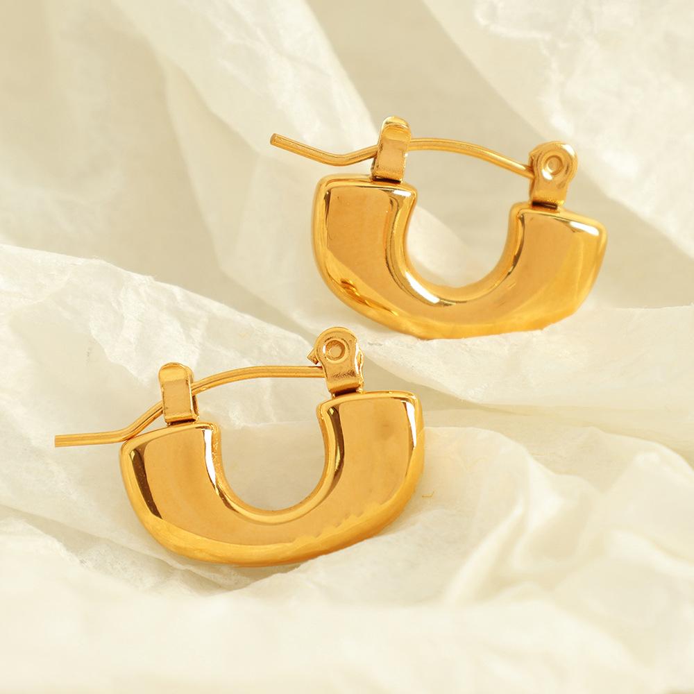 Vintage Design Sense U-shaped Necklace Earrings Women's Personality Simple Snake Bone Chain Titanium Steel Collarbone Chain Earrings Set