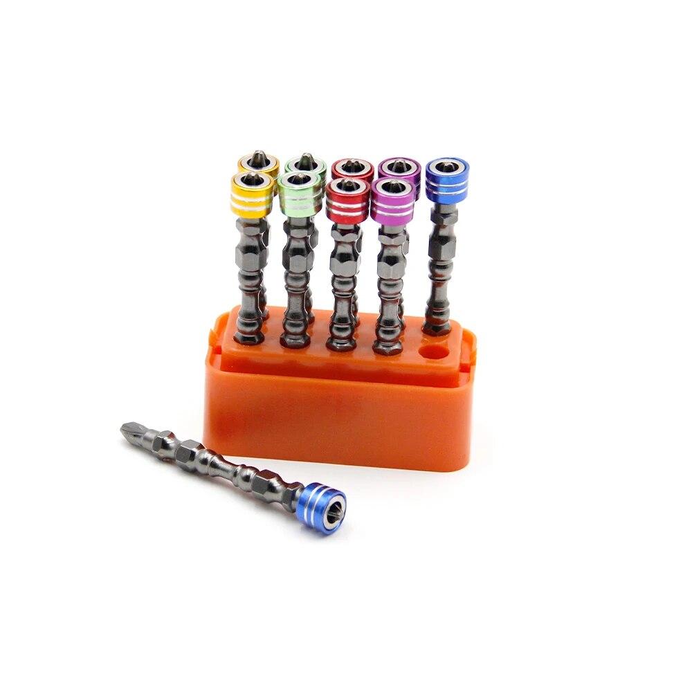 

10pc S2 Colored Circle Double Cut Hexagonal Head Magnetic Double Cross Electric Screwdriver Head Accessories Tool
