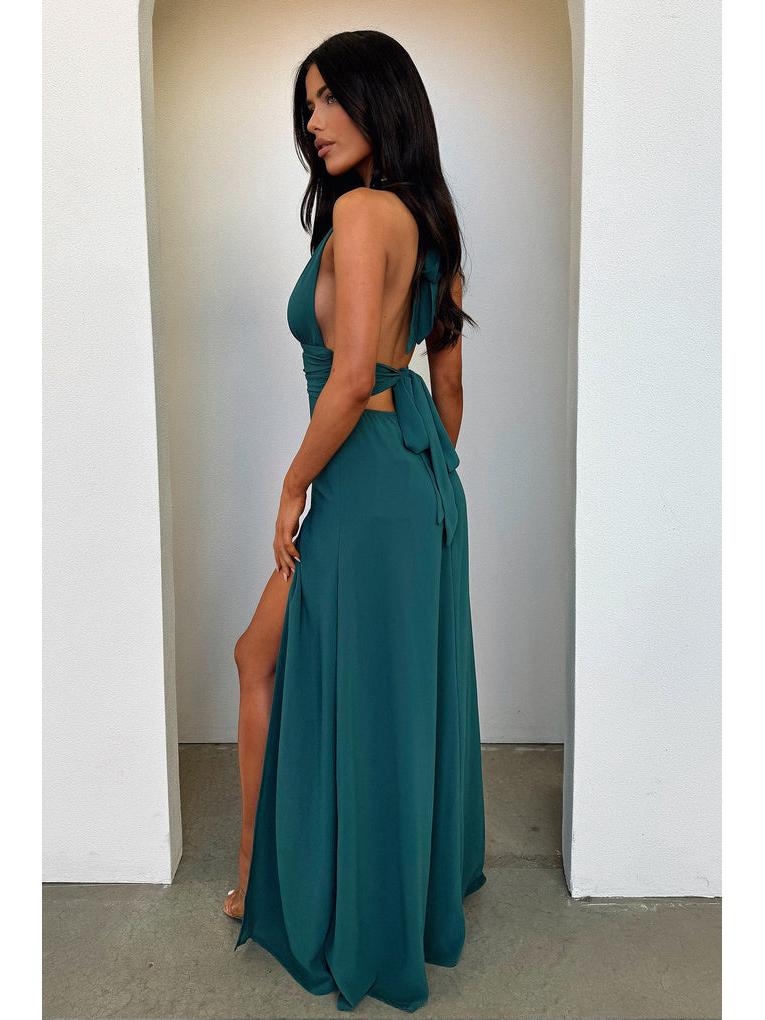 Di Yun Women's Deep V Halter Long Skirt Dress, Spring/Summer 2026 Collection