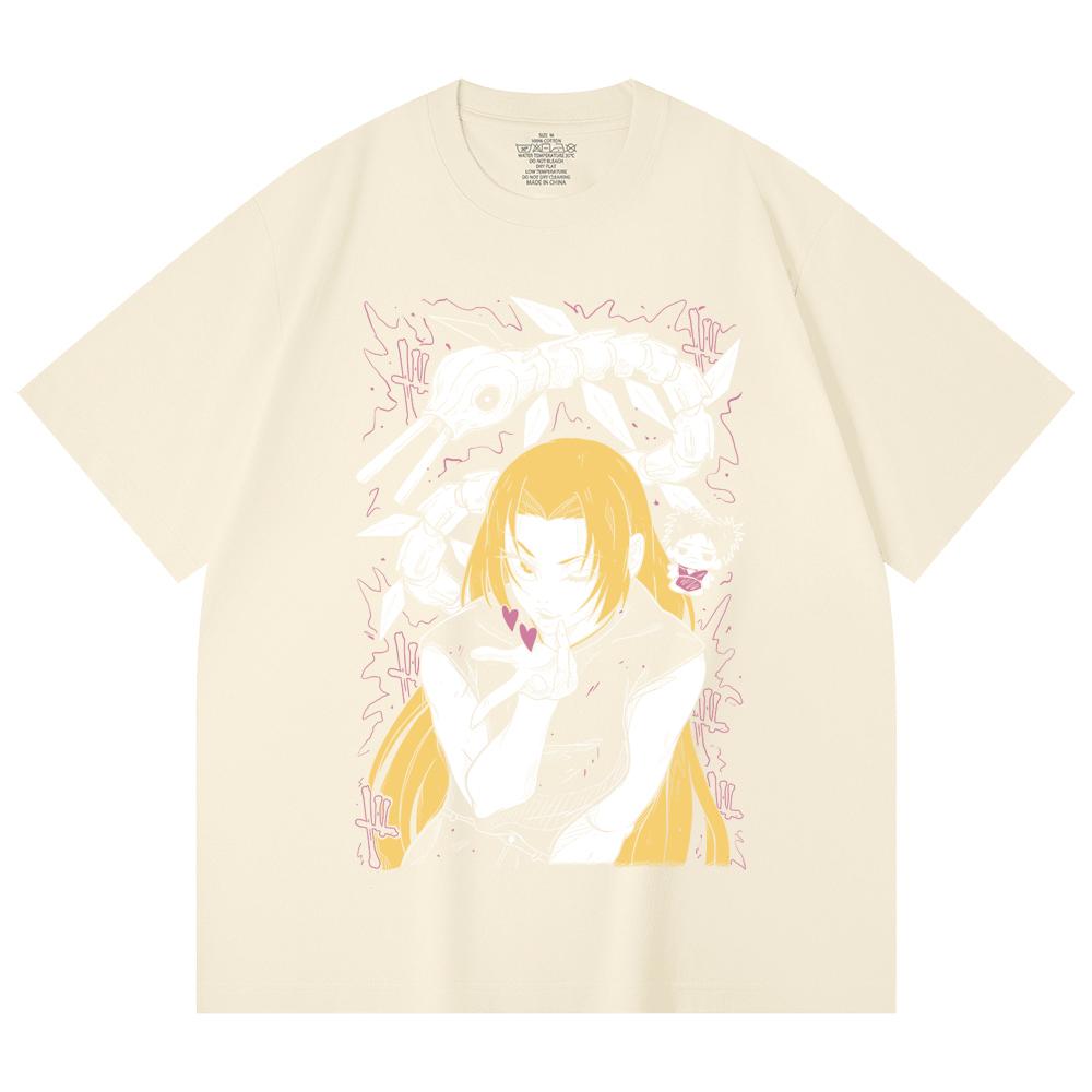 

230 Gsm 100% Cotton Jujutsu Kaisen V58 Yuki Print Unisex Heavy Cotton T Shirt XS абрикосовый