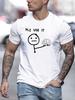Funny Stick Figure And Brain Graphic Print Men's Creative Top, Casual Short Sleeve Crew Neck T-shirt#Color(1)