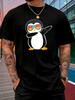 Male Cotton Short Sleeve T Shirt Dabbing Cool Penguin Pattern Loose Crew Neck Funny Casual Summer Tees For Young Adult Unisex