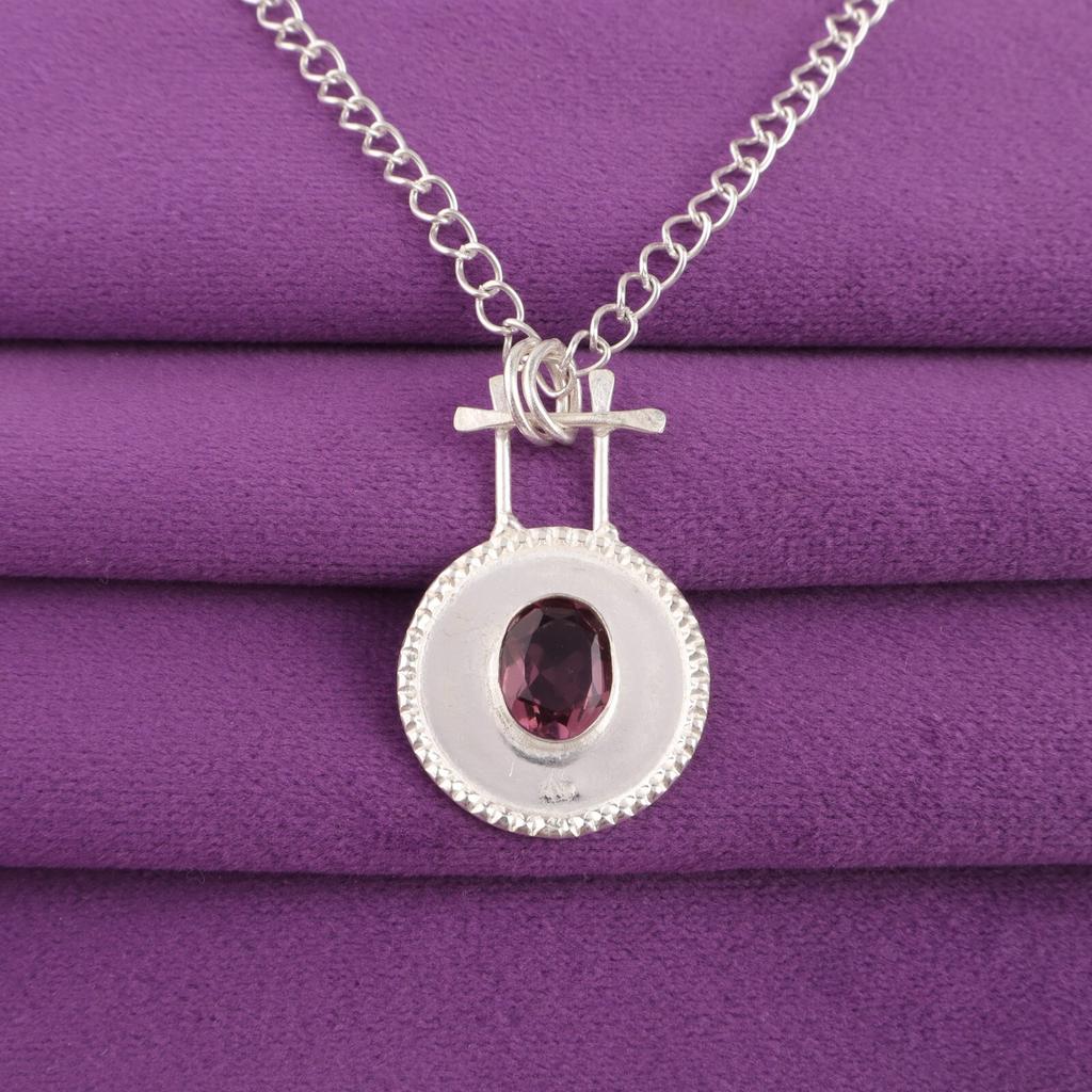 Natural Rhodolite 925 Sterling Silver Sisters Day Mother Gift Ethnic New Pendant PP-57-14