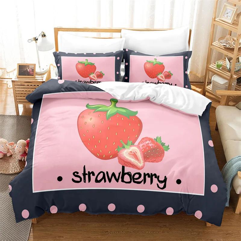 Cartoon Fruit Duvet Cover Tropical Avocado Bedding Set Microfiber Comforter Cover King For Kids Teen Room Decor Birthday Present