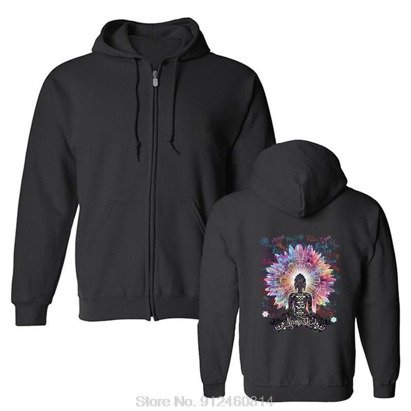 Kapuzenpullover Namaste Buddha Blumen Positive Zitate Farbexplosion Hoody Mode Baumwolle Slim Fit Sweatshirt Einfarbig Firma