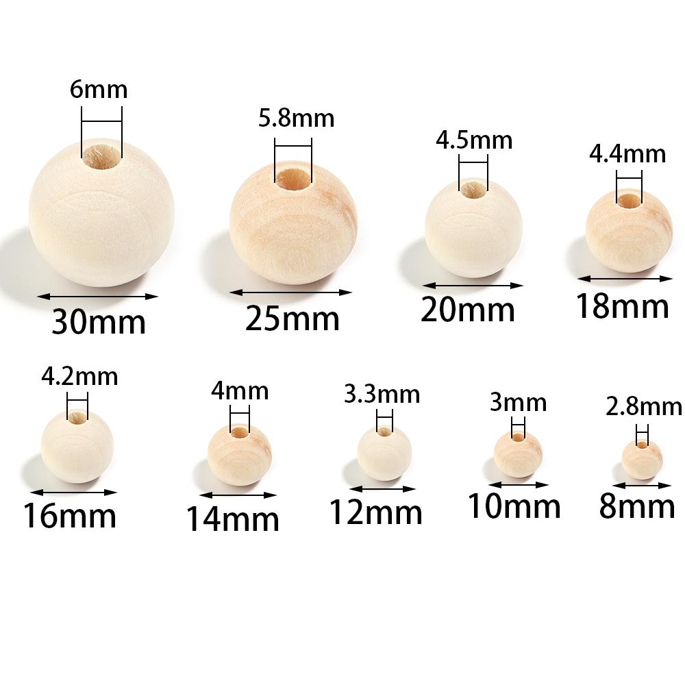 10-100pcs/lot 6-30mm Colorful Round Wooden Beads Loose Spacer Ball Wood Beads For DIY Phone Chains Bracelet Jewelry Accessories